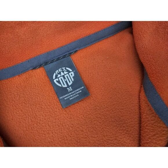 REI Co-op Long Sleeve 1/4 Zip Fleece Pullover Sweater Men's Medium Orange - Picture 5 of 11